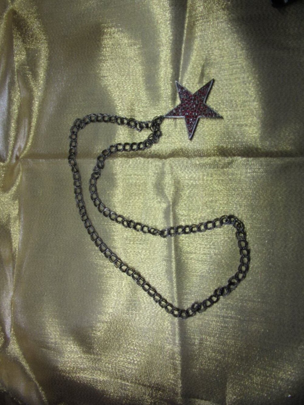 Unisex - Gothic Shimmering Star with Red CZ's Pendant Necklace